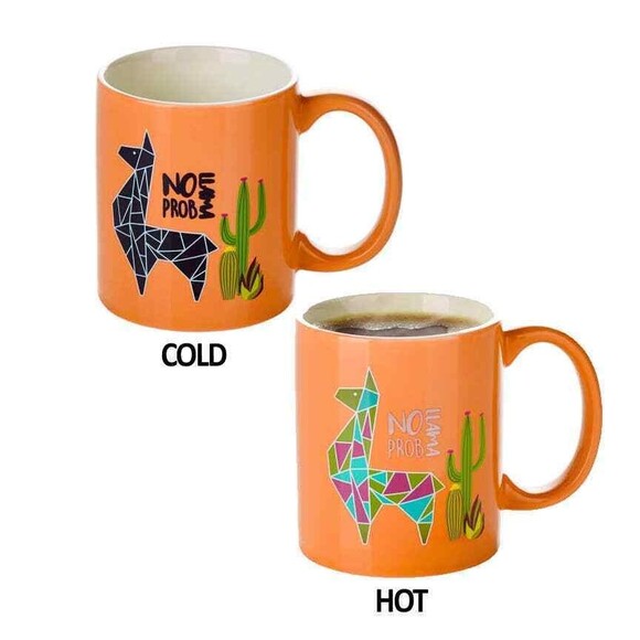 LLAMA Color Changing Mug by Ernesto Hot Cold Bright Cactus NEW IN BOX - Picture 1 of 7